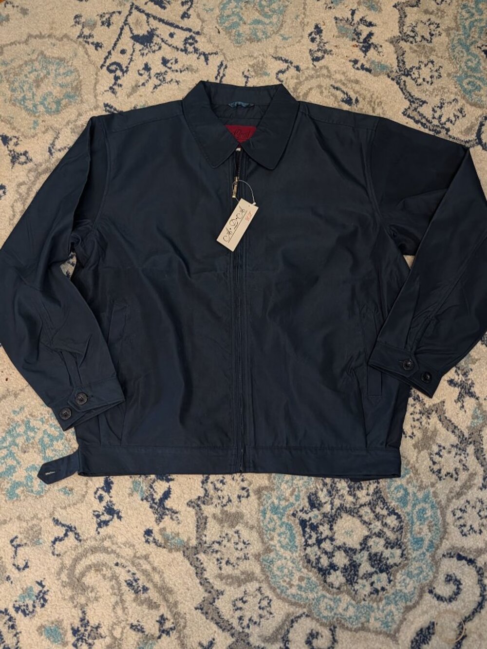 Men's Jacket XXL Blue Lightweight Zip Up Bomber Spring Workwear Lined Coat